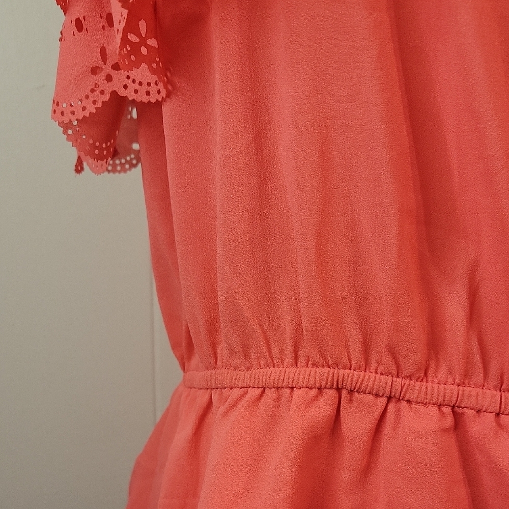 Mine One-Shoulder Ruffled Peach Dress - Picture 4 of 7